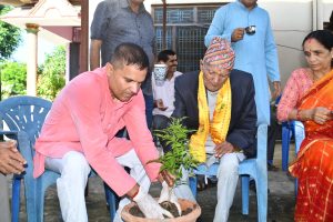 ८६ वर्षीय मदनराज जोशीको जन्मोत्सवमा गरियो बाटिकामा वृक्षारोपण